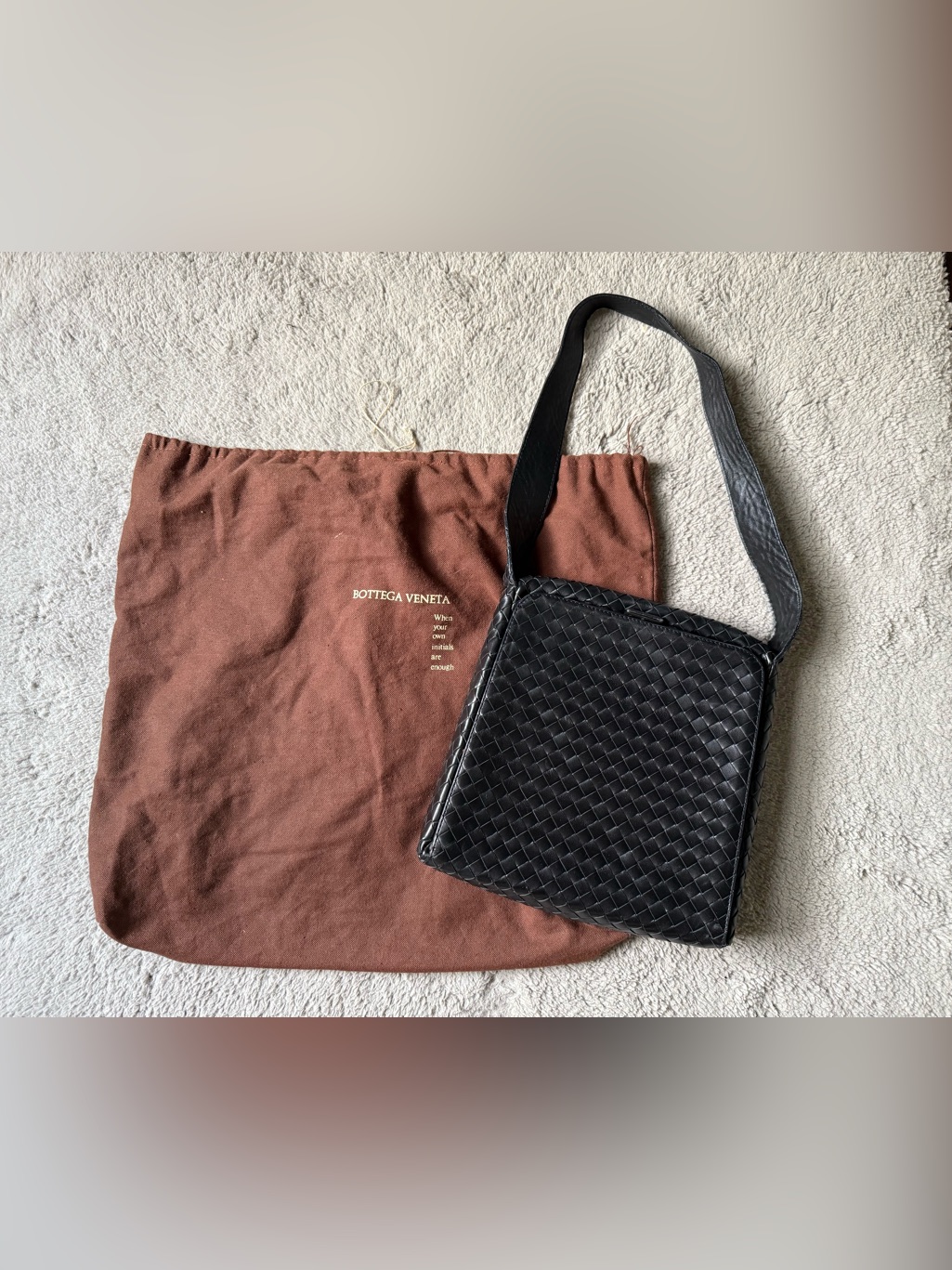 Bottega Veneta Black Woven Leather Crossbody Bag